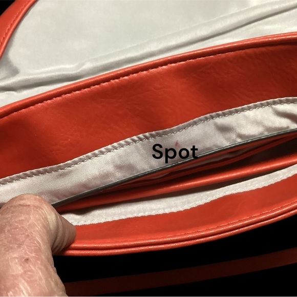 NICOLE MILLER ORANGE V-SHAPED FLAP CROSSBODY PURSE USED - Picture 6 of 8